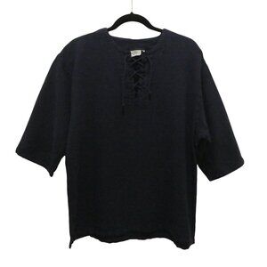 Vintage Cottonseed Navy Blue Cotton Hippie Pullover Tunic Shirt Mens Medium